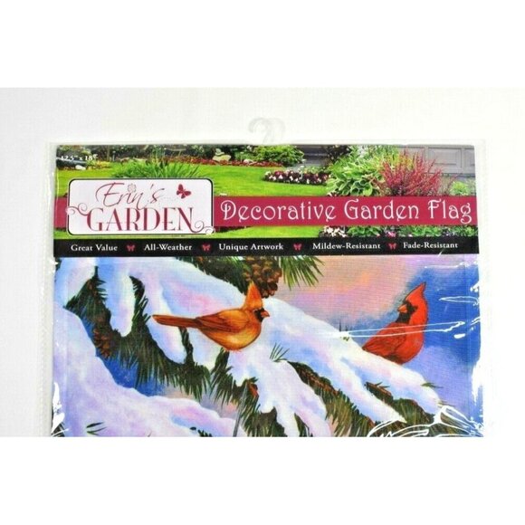 Erins Garden Winter Bird House Decorative Garden Flag 12.5 x 18 inches New - Picture 3 of 4